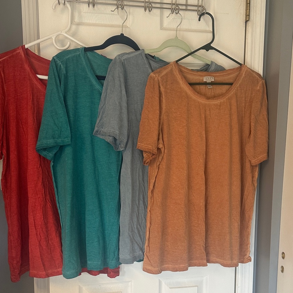 LOGO by Lori Goldstein Short Sleeve Tees - Red, Teal, Gray, Tan